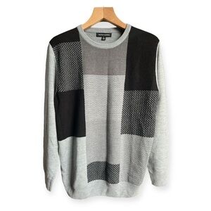 Tricots St. Raphael Men’s Geometric Square Design Crewneck Sweater, Large